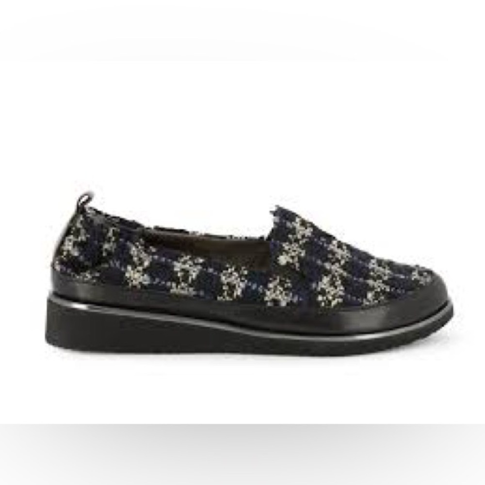 Ron White Women’s Black/White Tweed Sha-Nell Slip-On Loafers Size 39 EU